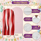 Red Water Waves Arch Backdrop Cover 7.2 ft Ombre Abstract Strips 2 Sided Wedding Arch Covers Stretchy Backdrop Round Top for Birthday, Party, Baby Shower Decorations - Image 3