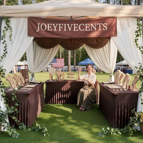 6 Pack Brown Spandex Tablecloths for 6 Foot Rectangle Tables, Wrinkle Free Stretchy Table Cloths 6ft Fitted Table Cover DeskSkirt for Weddings Birthday Party Banquet Baby Shower - Image 5