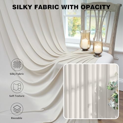 30ftx12ft Beige Backdrop Curtains for Parties, Wrinkle Free Polyester Beige Photo Backdrop Drapes 6 Panels 12 ft Long Back Drop Cloth for Wedding Birthday Photography Background - Image 3