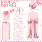 Soulchen 3 Pcs Pink Bows Arch Covers 200 Balloons Pink White 4 5 6 ft - Image 2