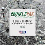 CrinklePak 10 LB USA Made crinkle paper filler | Paper Shred Filler for Shipping packages, Gift Wrap, Great packing paper for gift basket filling, Birthdays, and Weddings|Silver & White Metallic by CrinklePak