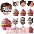 Face Cupcake Toppers 20PC | Custom Photo Image Picture Cupcake Picks | Personalized Table Bar Decorations | Food Fruit Appetizer Drink Club Sandwiches Hamburgers Picks | Funny Cute Unique Decorations by Unknown
