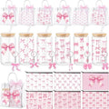 Rtteri 30 Pcs Pink Bow Party Favors Gift Set for Women, Coquette Bow Baby Shower Prizes for Winners Bachelorette Bridal Shower, Includes 16 oz Glass Tumbler PVC Gift Bag Cosmetic Bag Keychain by Rtteri