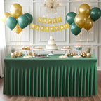 2 Packs Green Table Clothes for 4 Foot Rectangle Tables, Wrinkle Resistant Stretch Spandex Table Covers Fitted Tablecloth with Skirt for Easter Event Banquet Wedding Birthday Party - Image 4
