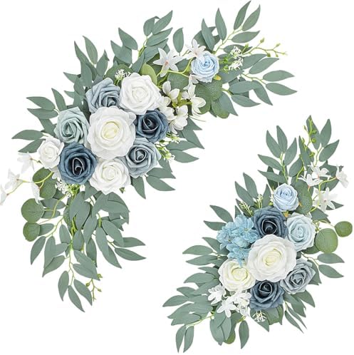 Blue Wedding Arch Flower Swags Set of 2, Artificial Arch Flower by Finphoon
