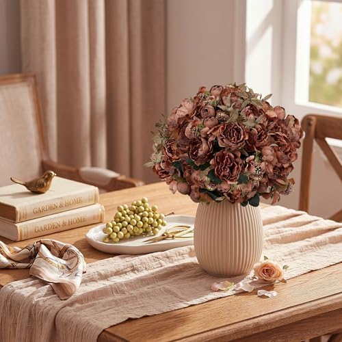 8 Pack Artificial Peonies Bulk - Burnt Orange - Image 4