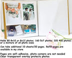 higher volume capacity XL magnetic page wedding album. 80 pages, 4x6, 5x7, 8x10, 8x12 photos, gift box. Fabric pearls gold lace flowers wedding album, personalizable - Image 4