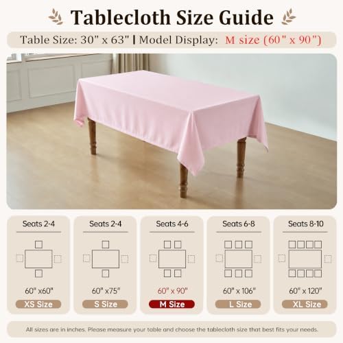 Light Pink Rectangle Tablecloth 60 x 90 Inch Machine Wash Indoor & Outdoor - Image 5