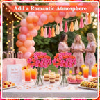 Zeyune 8 Pack 12 Inch Artificial Rose Bouquet, Orange and Hot Pink - Image 5
