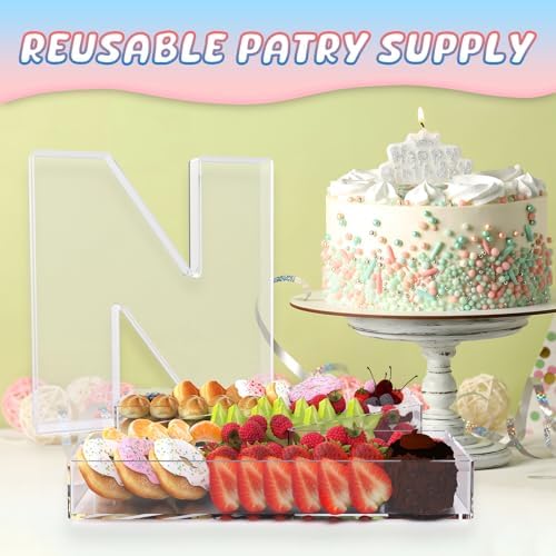 13.8" Extra Large Acrylic Letter Charcuterie Board Box, Reusable Fillable Letter Cake Candy Dish Display Serving Tray for Birthday Anniversary Party Decoration (N) - Image 5