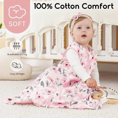 Yoofoss Baby Sleep Sack 18-24 Month 0.5TOG 100% Organic Cotton 2-Way Zipper - Image 2