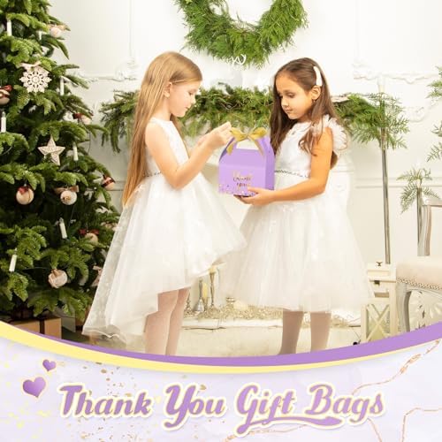 Engrowtic 50 Pcs Thank You Boxes with Ribbon Handles 5.9",Light Purple - Image 6