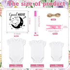 Panitay 126 Pcs Baby Shower DIY Bodysuit Set Bib 25 Blank White Newborn Bodysuit 25 Stencils 24 Marker 1 Sign 50 Pins(Butterfly) - Image 5