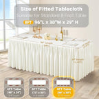 Wish Care Cream White Polyester Table Clothes for 8 Foot Rectangle Tables, Wrinkle Free Fitted Table Cover with Pleated Ruffle Table Skirt for Birthday Party Wedding Trade Show Event Display - Image 5