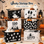 CHENGU 6 Pack Halloween Storage Basket Collapsible Halloween Ghost Bins - Image 3