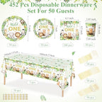 Funnymoom 452 Pcs Wild One Birthday Party Decorations for 50, Safari Jungle Wild One Paper Plates Napkins Cups Tablecloth Cutlery Straws for Boys Kids Woodland Themed First Birthday Party Supplies - Image 3