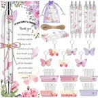 289 Pieces Butterfly Baby Shower Gifts for Guest Ballpoint Pens and Keychains Favors for Girls Bulk Retractable Baby Shower Pens Gender Reveal Thank You Cards Souvenirs Prizes by EYNDYN