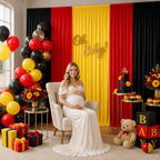 10x7FT Red Black Yellow Backdrop Curtains for Parties Wrinkle Free Backdrop Drapes for Birthday Graduation Decoration Themed Party Photography Background - Image 6