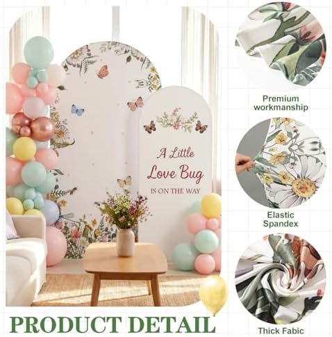 Moukeren Love Bug Baby Shower Arch Backdrop Cover 6ft and 7.2ft - Image 3