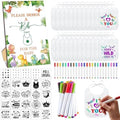 Panitay 100 Pcs DIY Baby Bibs Decorating Kit 50 White Bibs 25 Stencils 24 Markers 1 Baby Shower Game Sign by Panitay