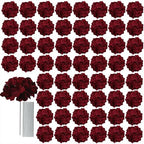 AVIVIHO 65Pcs Fake Flowers Burgundy Hydrangea Artificial Flowers Bulk (Not Squished, No Steaming Need) Silk Flowers with Stems for Wedding Decor,Home,Baby Shower,Table Centerpieces Decoration by Aviviho