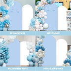 2PCS Arch Backdrop Covers Light Blue White (7.2ft+6ft) , 2 Sided Spandex Fitted Arch Stand Covers Background for Wedding Baby Shower Birthday Bridal Shower Party Decorations(Only Covers) - Image 3