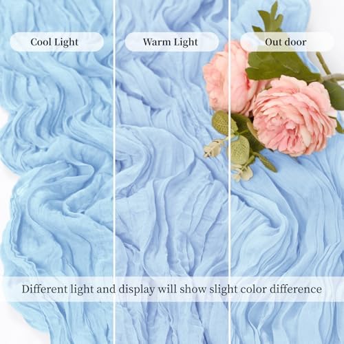 20 Pack Baby Blue 17 x 108 Inch Cheesecloth Table Runner - Boho Gauze Sheer Fabric for Wedding Baby Shower Party Home Decor - Image 6