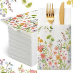 Potchen 100 Pcs Linen Feel Napkins Disposable, Wildflower by Potchen