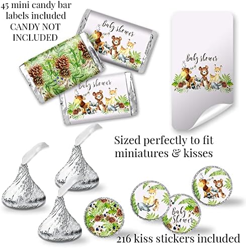 Amanda Creation Woodland Baby Shower Invitations & Party Bundle, 20 Pack 5x7 Woodland Animal Invites with White Envelopes, Diaper Raffle, Book Cards, Stickers & Wrappers - Image 5