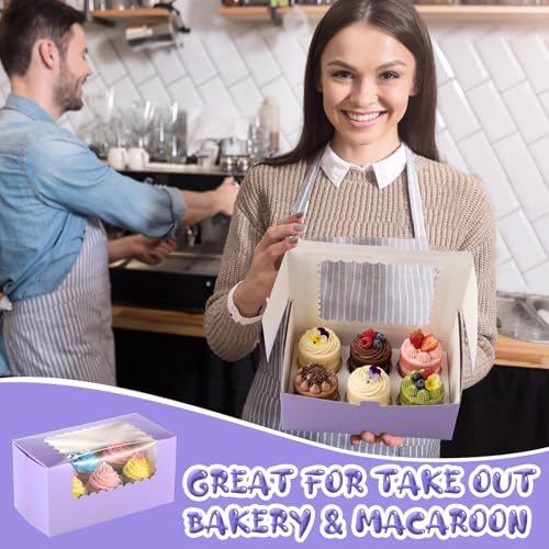 Ireer 60 Pcs 8x4x4 Inch Bakery Boxes with Window for Bread, Purple - Image 5