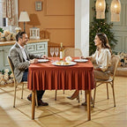Wish Care 2 Pack Rust Spandex Tablecloths for 34x34 Inch Square Tables, Stretch Fitted Table Clothes with Pleated Ruffle Skirt for 34” Table, Wrinkle Free and Elastic, for Party Kitchen Home Dining - Image 3