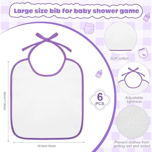 6 Sets Bottle Chug Baby Shower Games Juegos Para Plastic Baby Bottles Bibs Disposable Diapers Gender Reveal Games Baby Changing Diaper Race Game Decoration (Purple) - Image 3