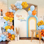 2 Pcs Here Comes The Son Arch Backdrop Covers,Set of 2(5FT/4FT) Sunrise Rainbows Arch Fabric Cover for Birthday Baby Shower Party Decoration - Image 5