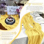 Light Yellow Boho Cheesecloth Table Runner 12 Pack 17x108 Inch Sheer Gauze - Image 7
