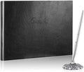 Geyee Leather Guest Book and Pen Stand Set, 10.5" x 8", Black by Geyee