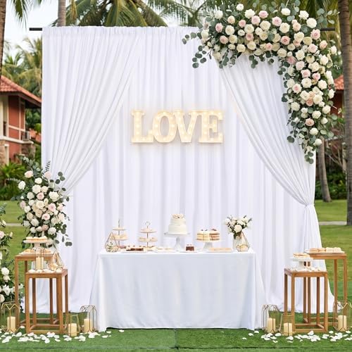 White Backdrop Curtains 30ftx8ft Wedding Polyester Photo Drapes by SoarDream