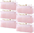Baby Pink Table Cloth for 8 Foot Rectangle Tables Fitted Stretch Spandex Table Cover with Skirt 8ft Baby Shower Birthday Party Banquet Ruffle Tablecloth Wedding Table Cloths Desk Skirt, 6 Pack by LittleFunny