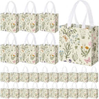Lingvee 50 Pcs Wildflower Gift Bags Bulk, Floral Tote with Handles by Lingvee