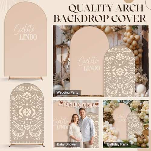 Mindsoft 2 Pcs Cielito Lindo Arch Backdrop Cover, Khaki - Image 6