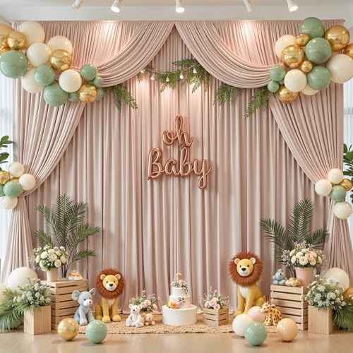 20x10ft Nude Backdrop Curtains for Wedding Parties Wrinkle Free Photo Backdrop Drapes for Photography Birthday Baby Shower Soft Fabric Party Backgournd for Photoshoot 5x10ft, 4 Panels - Image 4