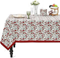 Ridhi Garnet Red Hand Block Print Cotton Rectangle Tablecloth 120 x 80 Inch by Ridhi