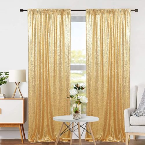 Eternal Beauty Gold Sequin Backdrop Curtains, 4 Panels 2x8FT - Image 3