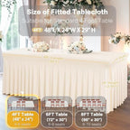 2 Packs Ivory Spandex Table Clothes for 4 Foot Rectangle Table, Spandex Table Covers 4FT Stretch Table Skirts Rectangle Tables Wrinkle Free Fitted Table Cover for Event, Wedding, Banquet & Parties - Image 3