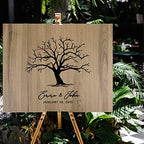 Andaz Press Large Wooden Welcome Sign for Wedding, Rustic Welcome Sign 16" x 20" Custom Names & Date Tree Thumbprint Wedding Signage English Oak MDF Wood Finish Wedding Reception Indoor Outdoor Signs - Image 4
