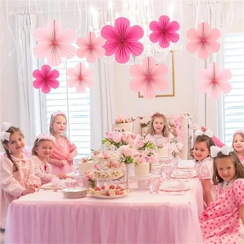 9pcs Paper Fan Flower Set for Wedding Birthday Party Decor - Image 6