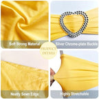 Yellow Chair Sashes 60 Pack Spandex Yellow Sashes for Chairs Universal Chair Sashes Bands with Heart Buckle Slider for Wedding Banquet Party Decorations - Image 3
