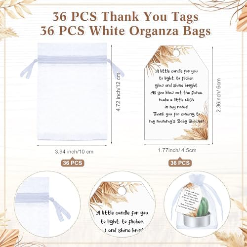 Mtlee 36 Sets Baby Shower Favors for Guest, Succulent Candle Bulk, Boho - Image 4