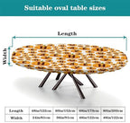 Halloween Letters Pumpkins Fabric Print Oval Tablecloth Fitted Greaseproof Waterproof Elastic for Kitchen and Dining Room Fits for 42" x 60" Oval Table - Image 4