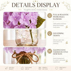 4 Sets Mason Jar Centerpiece with LED Lights and Purple Hydrangea Fake Flowers Vase for Wedding Bridal Shower Party Coffee Table Decor - Image 3