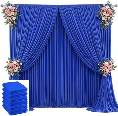 30x10ft Royal Blue Backdrop Curtain for Wedding Parties Wrinkle Free Fabric Royal Blue Drapes Backdrop Decoration for Baby Shower Birthday Photography Decoration 6 Panels, 5ft x 10ft by Gogoparti